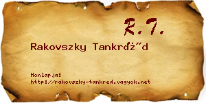 Rakovszky Tankréd névjegykártya